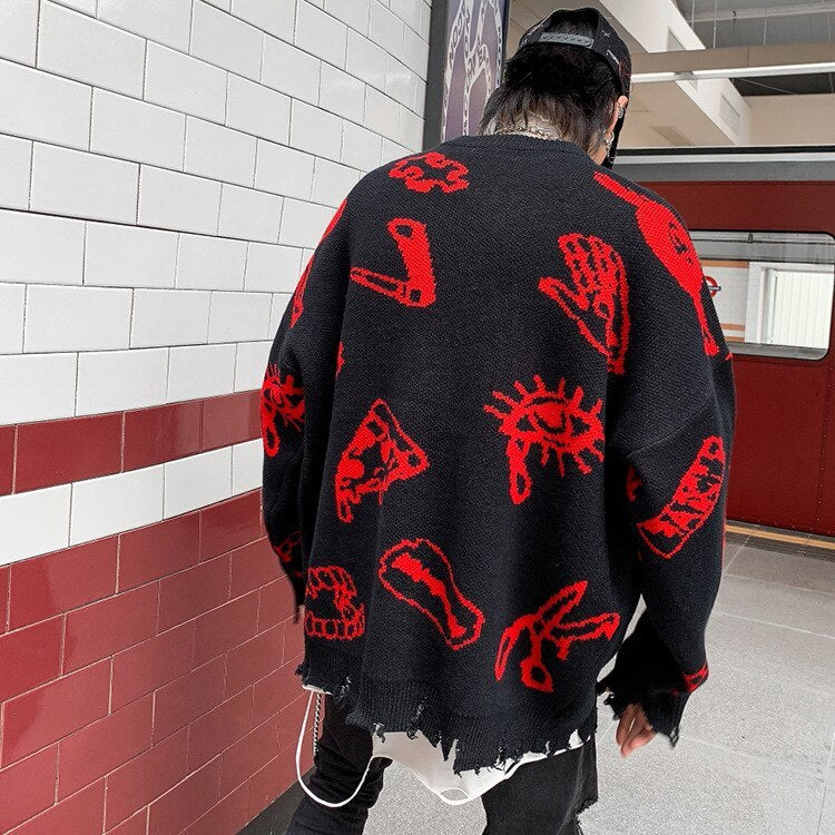 Graffiti Ripped  knitted jumper