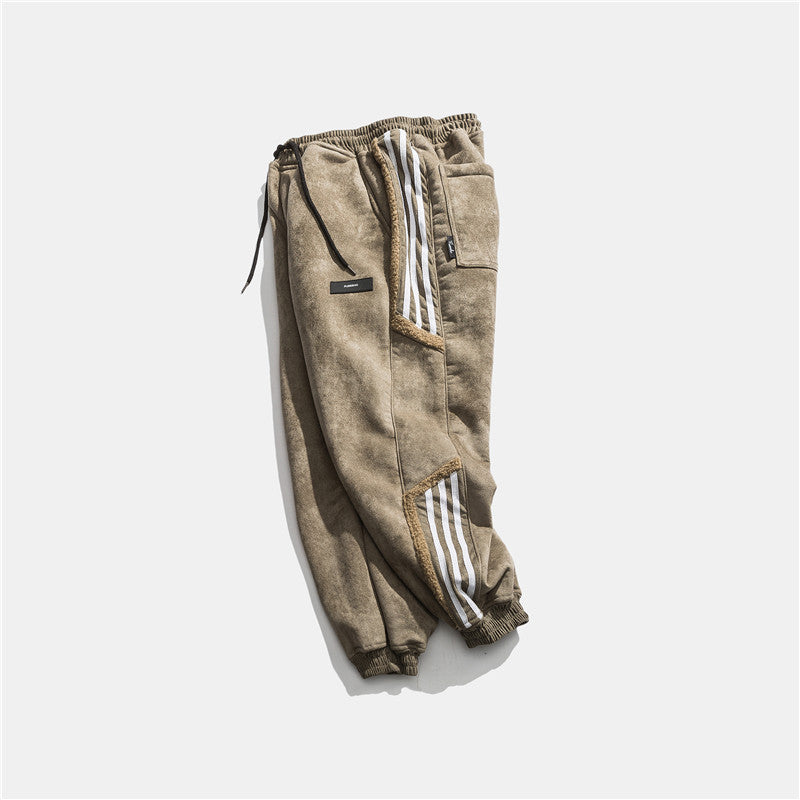 Heritage Japanese retro striped Stripe Cotton-Blend JoggerS