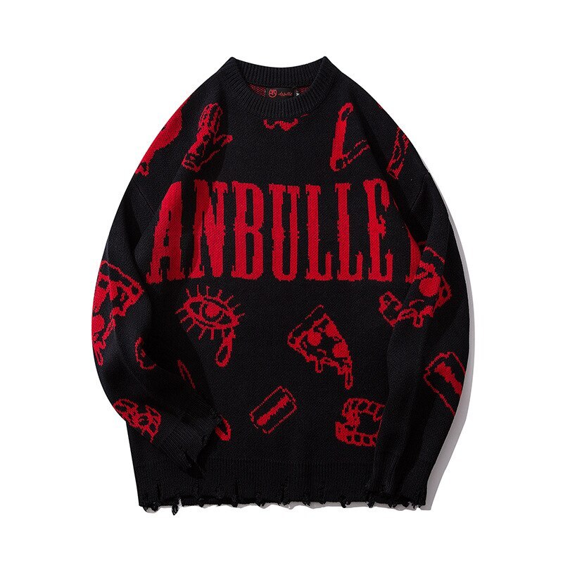 Graffiti Ripped  knitted jumper