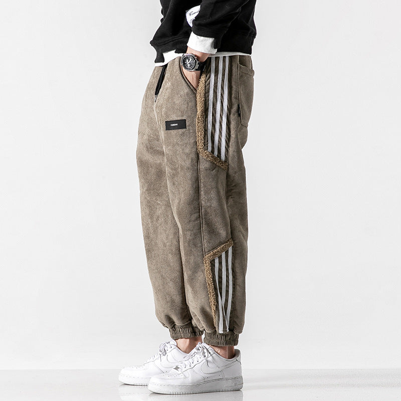 Heritage Japanese retro striped Stripe Cotton-Blend JoggerS