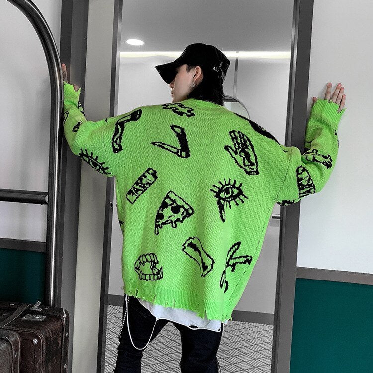 Graffiti Ripped  knitted jumper