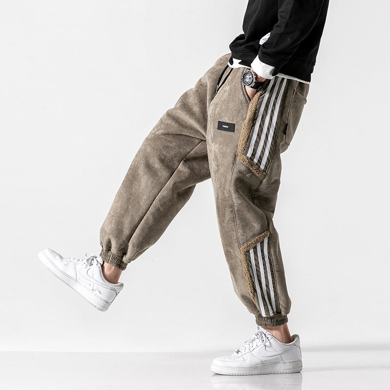 Heritage Japanese retro striped Stripe Cotton-Blend JoggerS