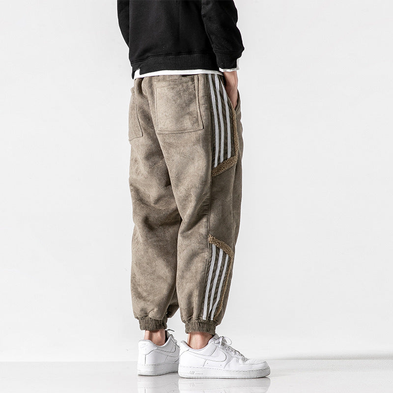 Heritage Japanese retro striped Stripe Cotton-Blend JoggerS