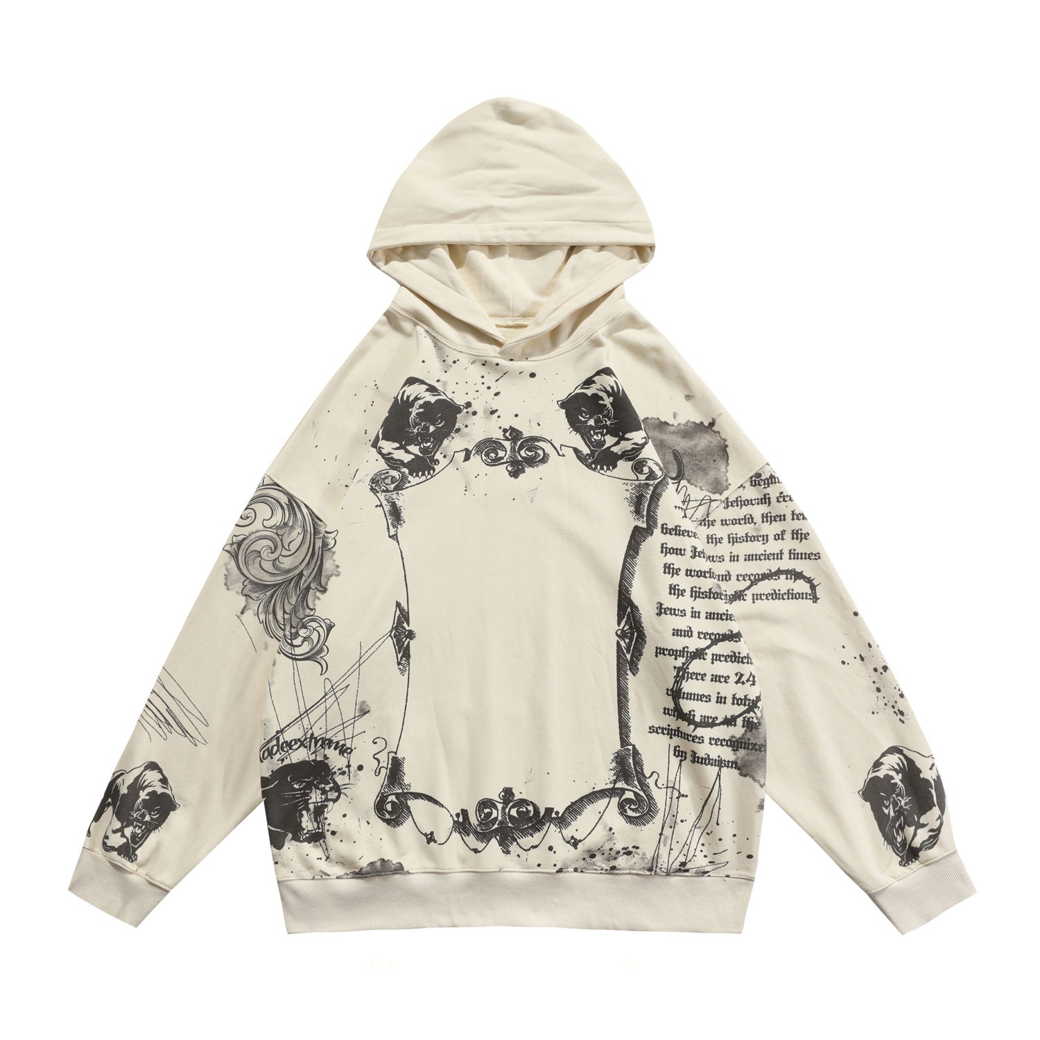 Jesus Manuscript Print Washed Distressed Sweatshirt