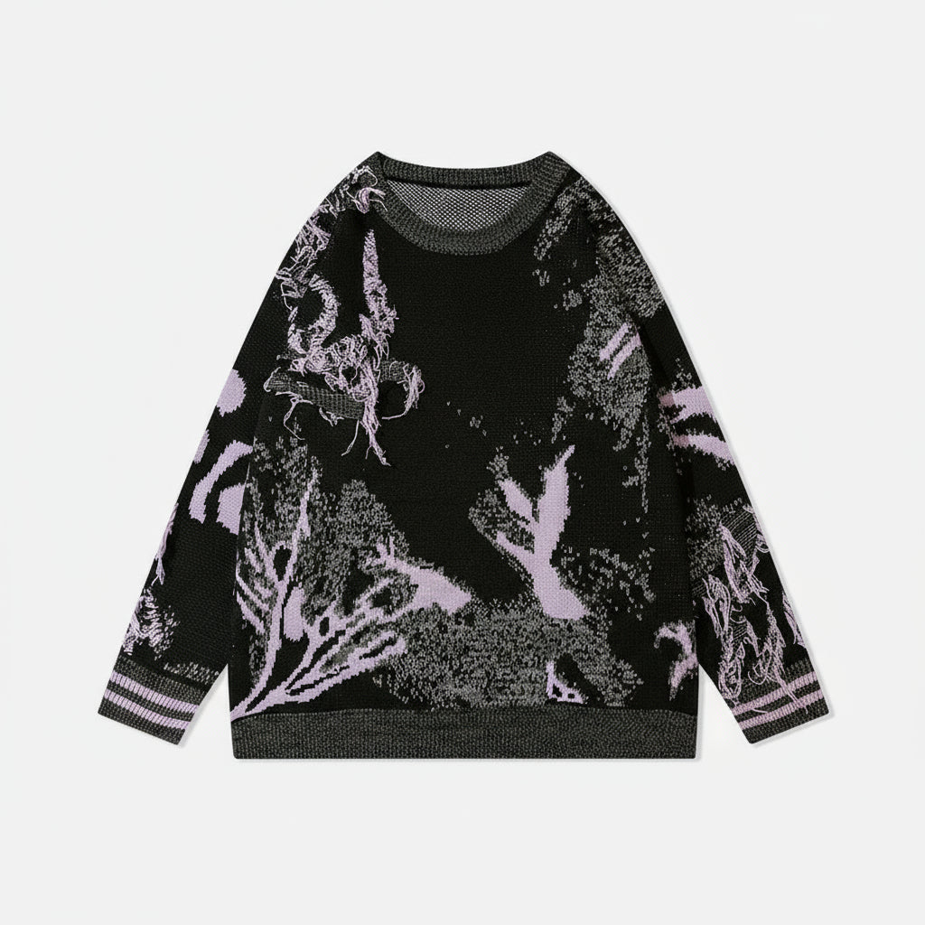 Black glitch sweater front view perfect for raver outfits