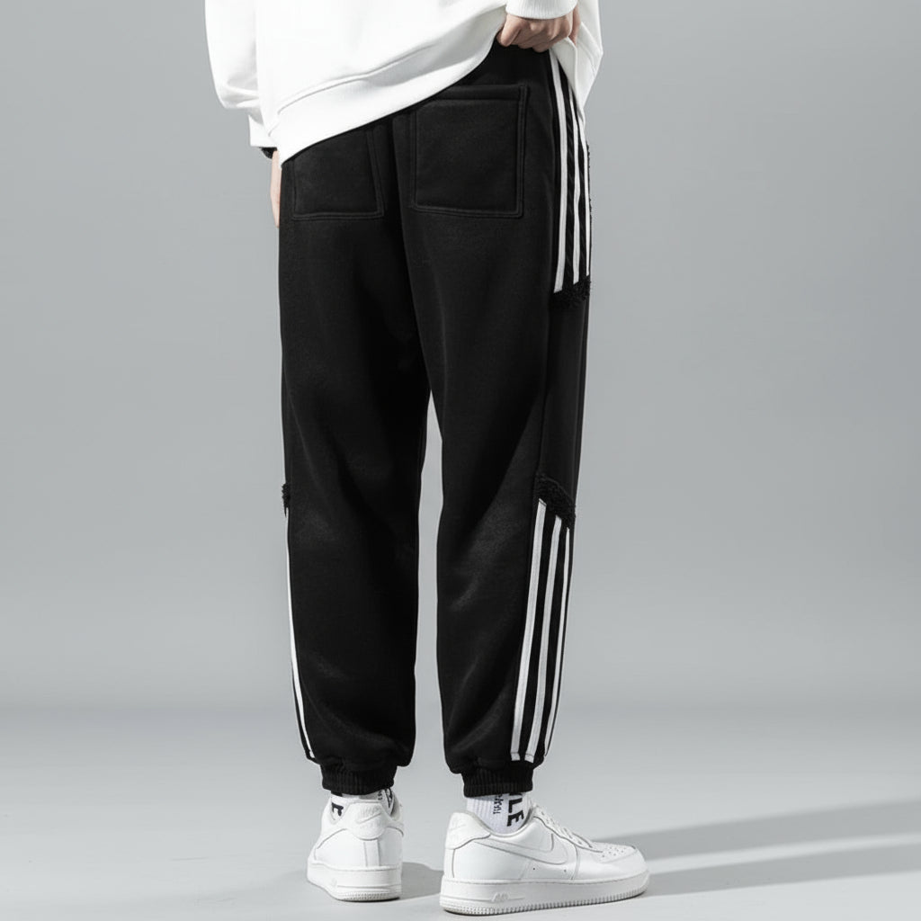 Heritage Japanese retro striped Stripe Cotton-Blend JoggerS