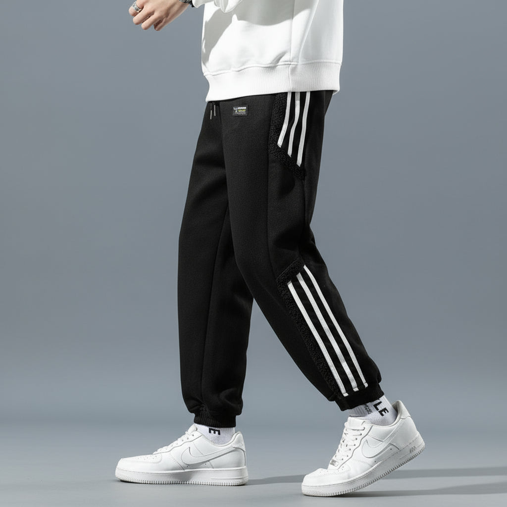Heritage Japanese retro striped Stripe Cotton-Blend JoggerS