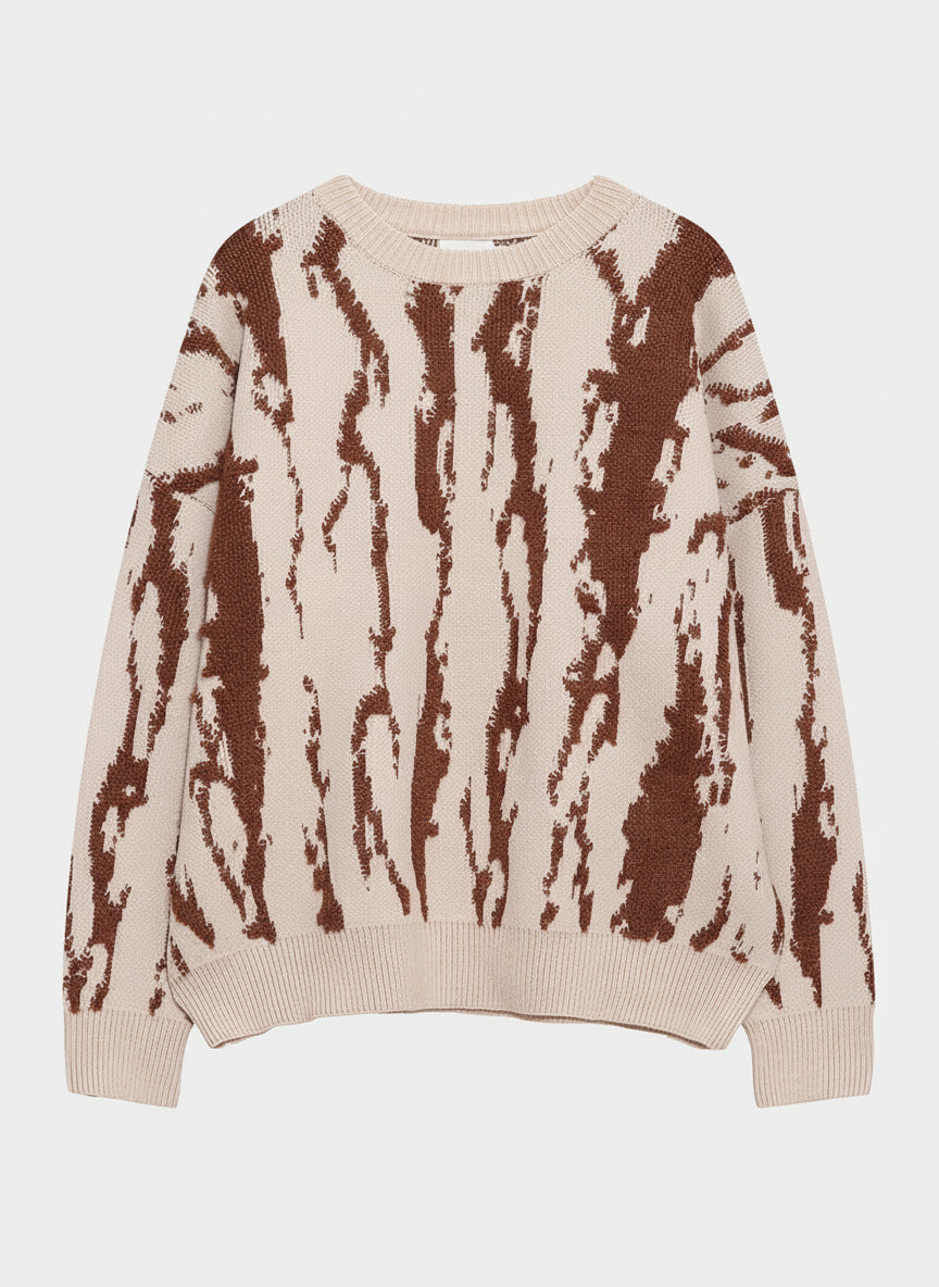 Apricot contrast color sweater for rave festivals featuring irregular design perfect for winter electronic music events