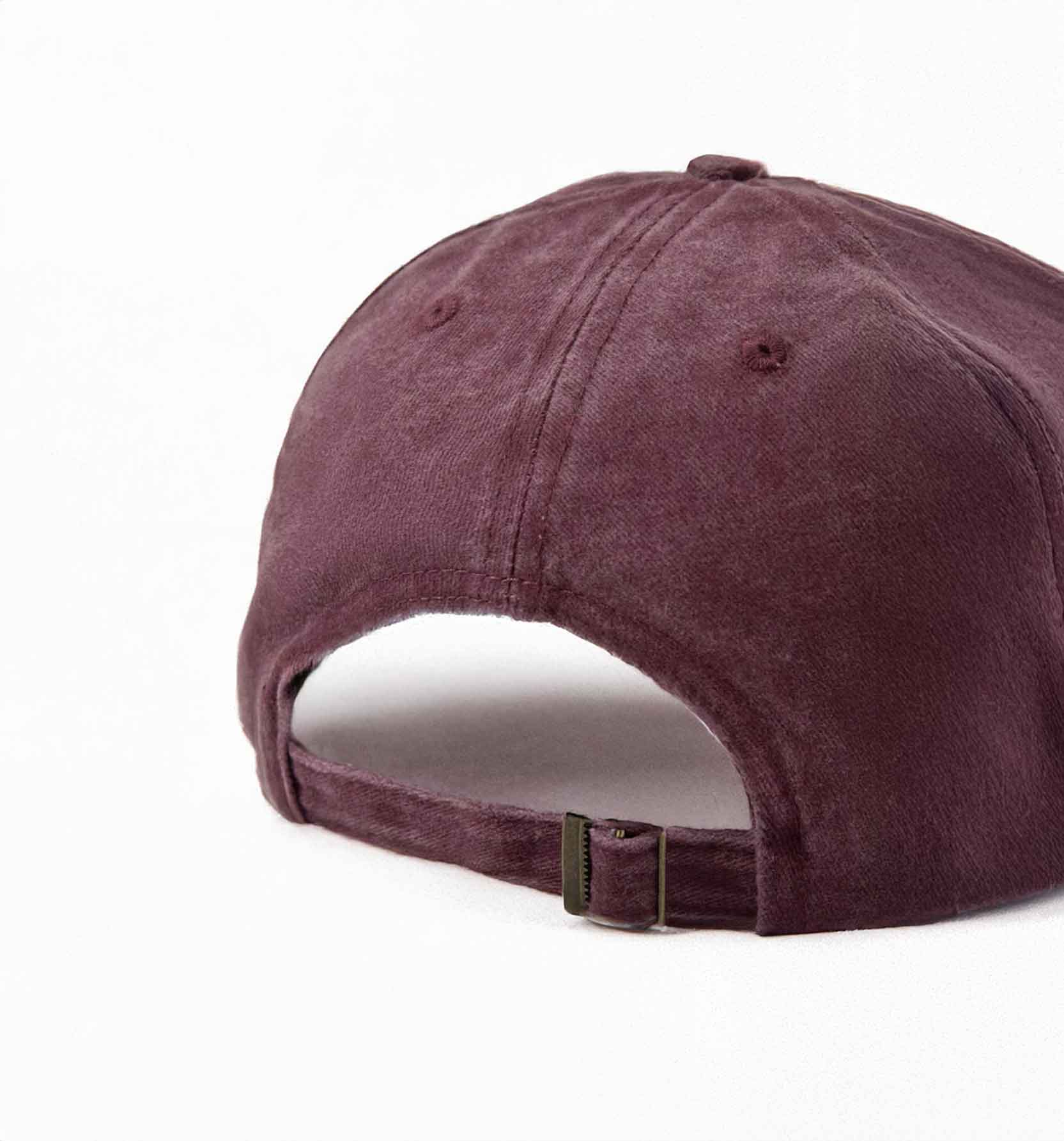 Retro Washed Cap with Gothic Lettering Print