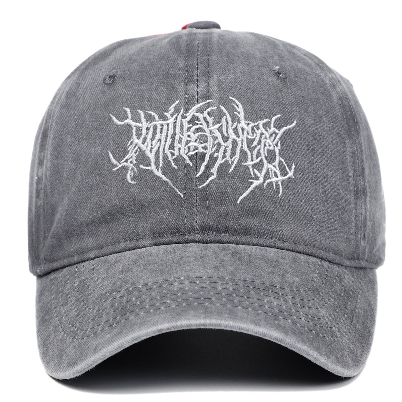 Retro Washed Cap with Gothic Lettering Print
