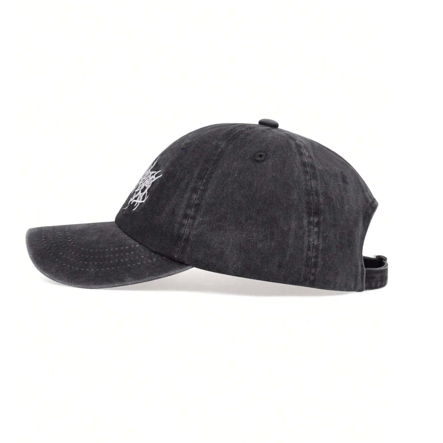 Retro Washed Cap with Gothic Lettering Print