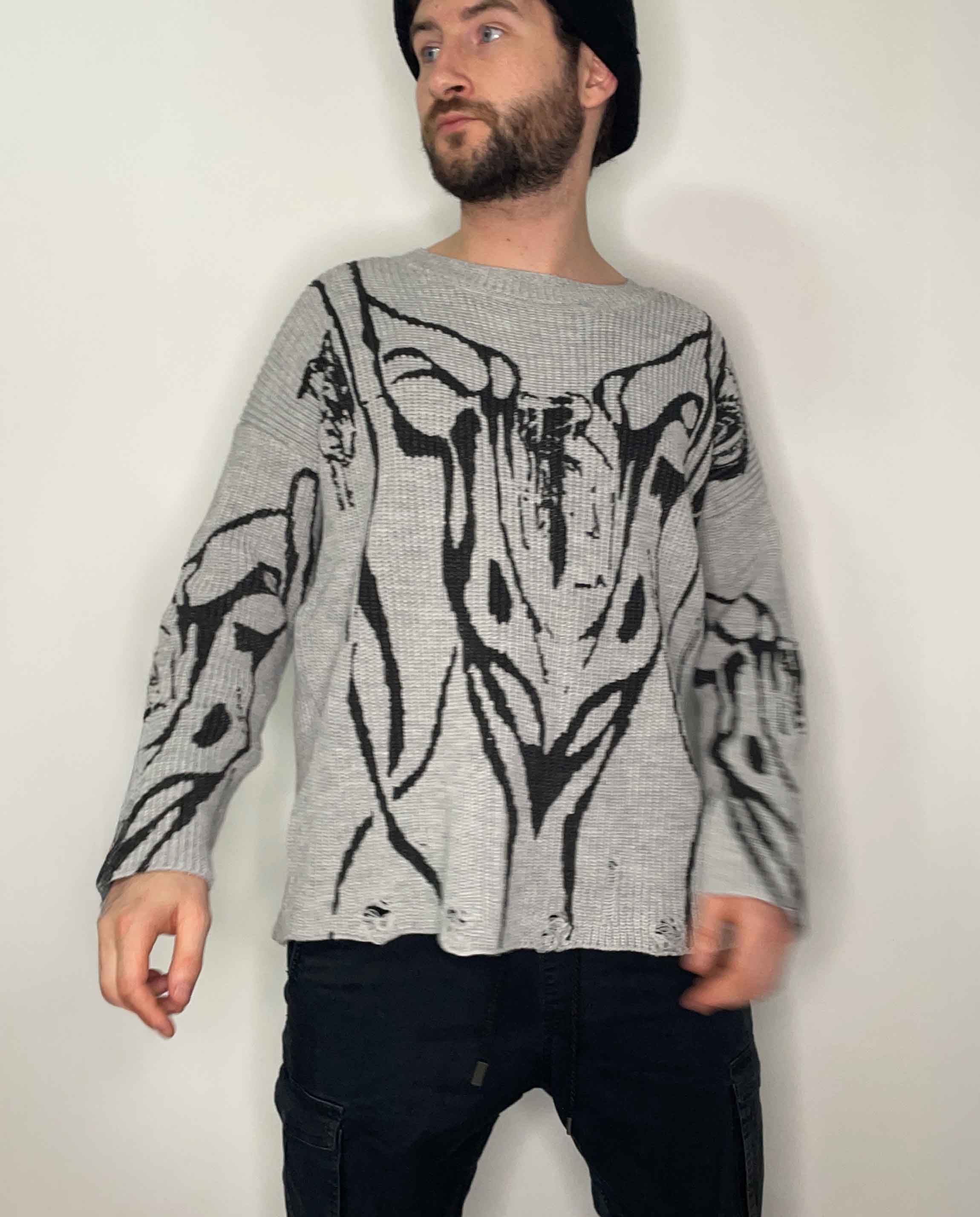 SKELETAL ILLUSION KNIT SWEATER