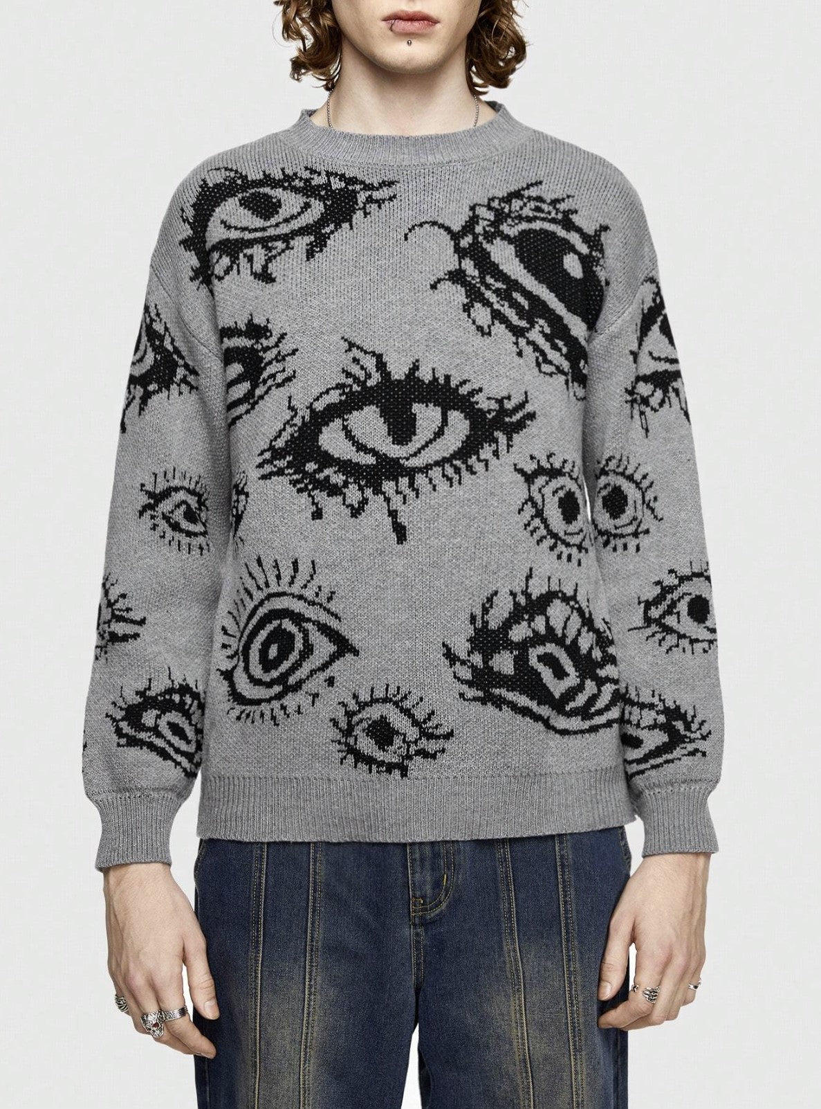 Vintage Oversize "Eyes of Providence" Y2K Knitted Sweater