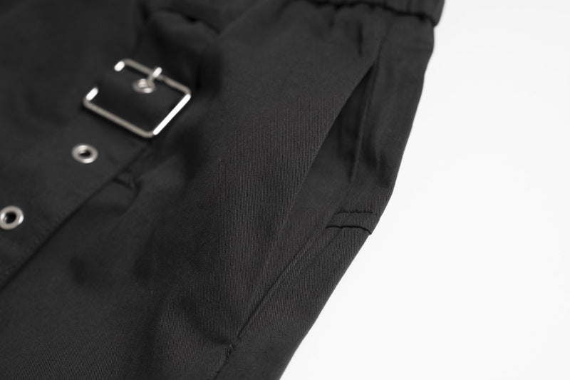 Straight Elastic Waist Leisure Cargo Trousers