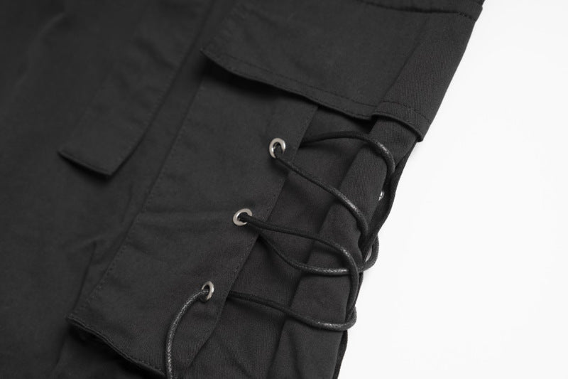 Straight Elastic Waist Leisure Cargo Trousers