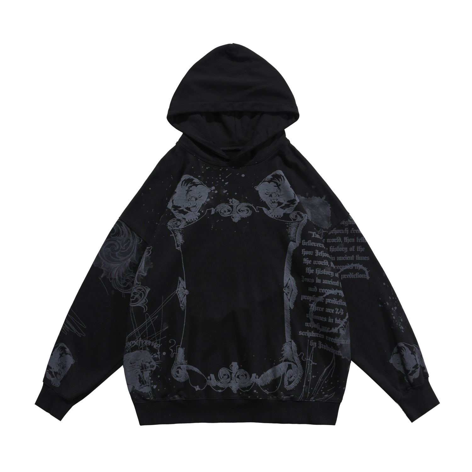 Jesus Manuscript Print Washed Distressed Sweatshirt