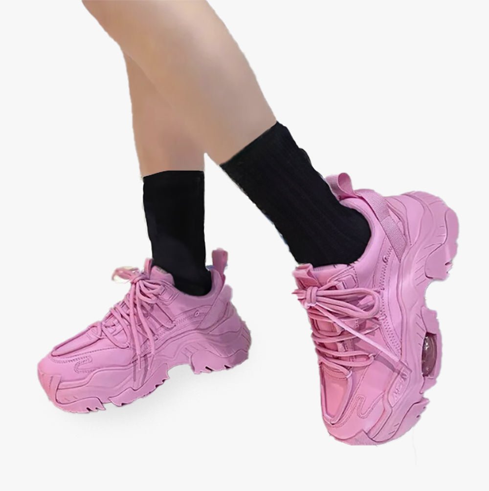 Bold Statement Microfiber Leather Platform Sneakers - Synesthetic