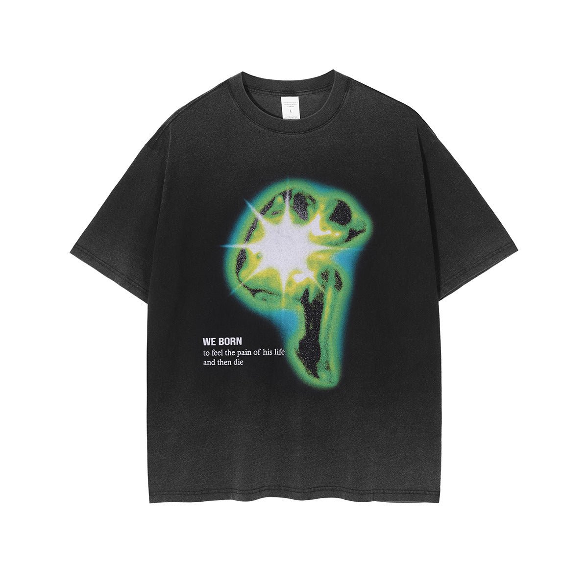 Dark Retro Washed Distressed T-shirt - Synesthetic