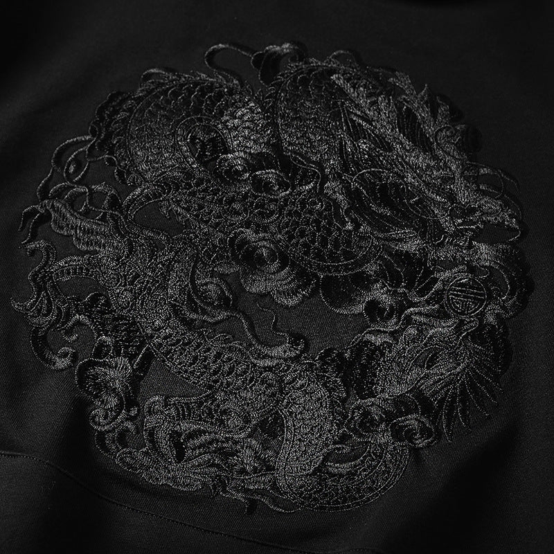 Dragon embroidered loose sweater - Synesthetic