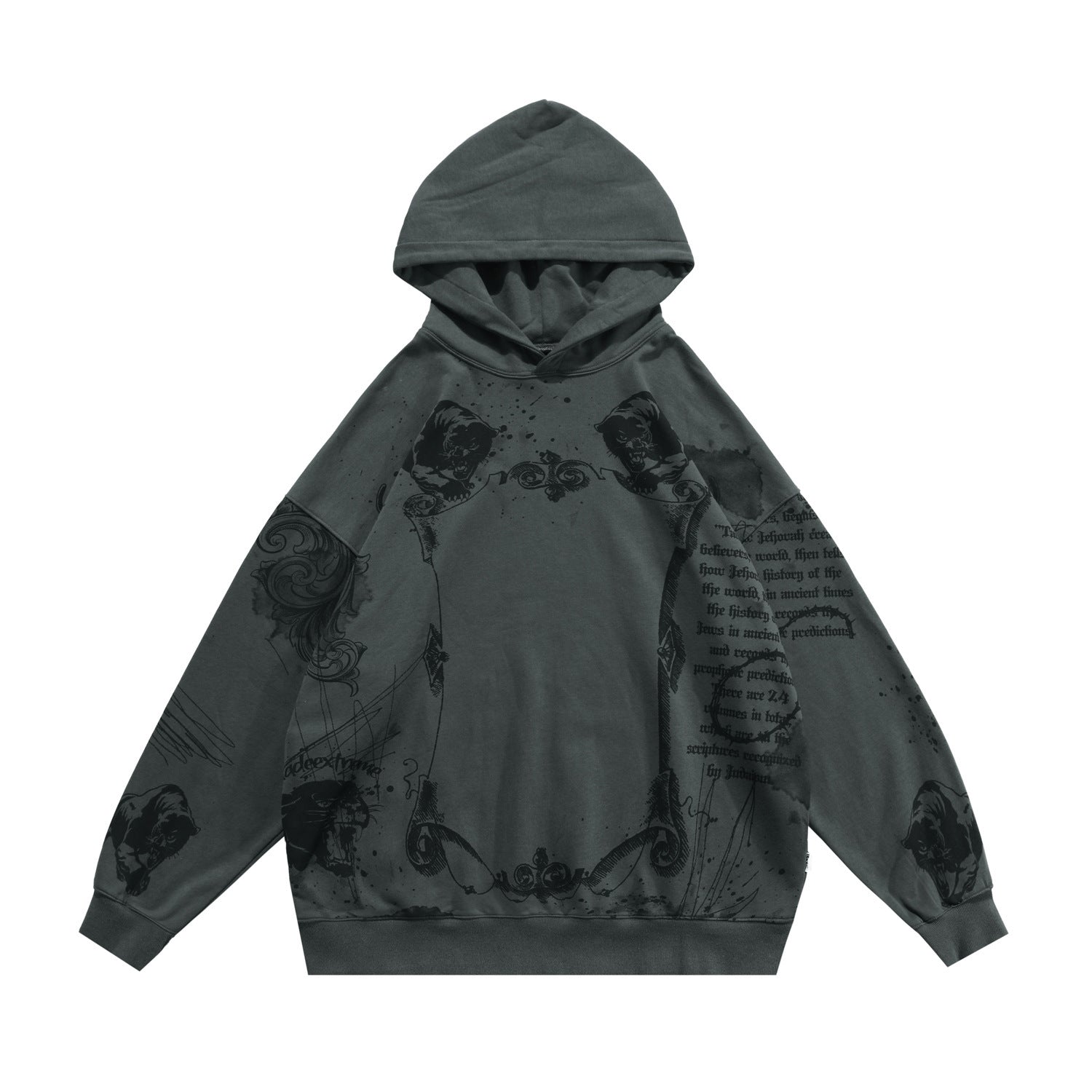 Jesus Manuscript Print Washed Distressed Sweatshirt