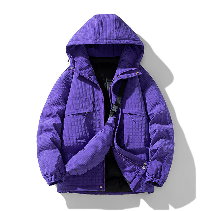 raver hooded baggy coat with fanny pack