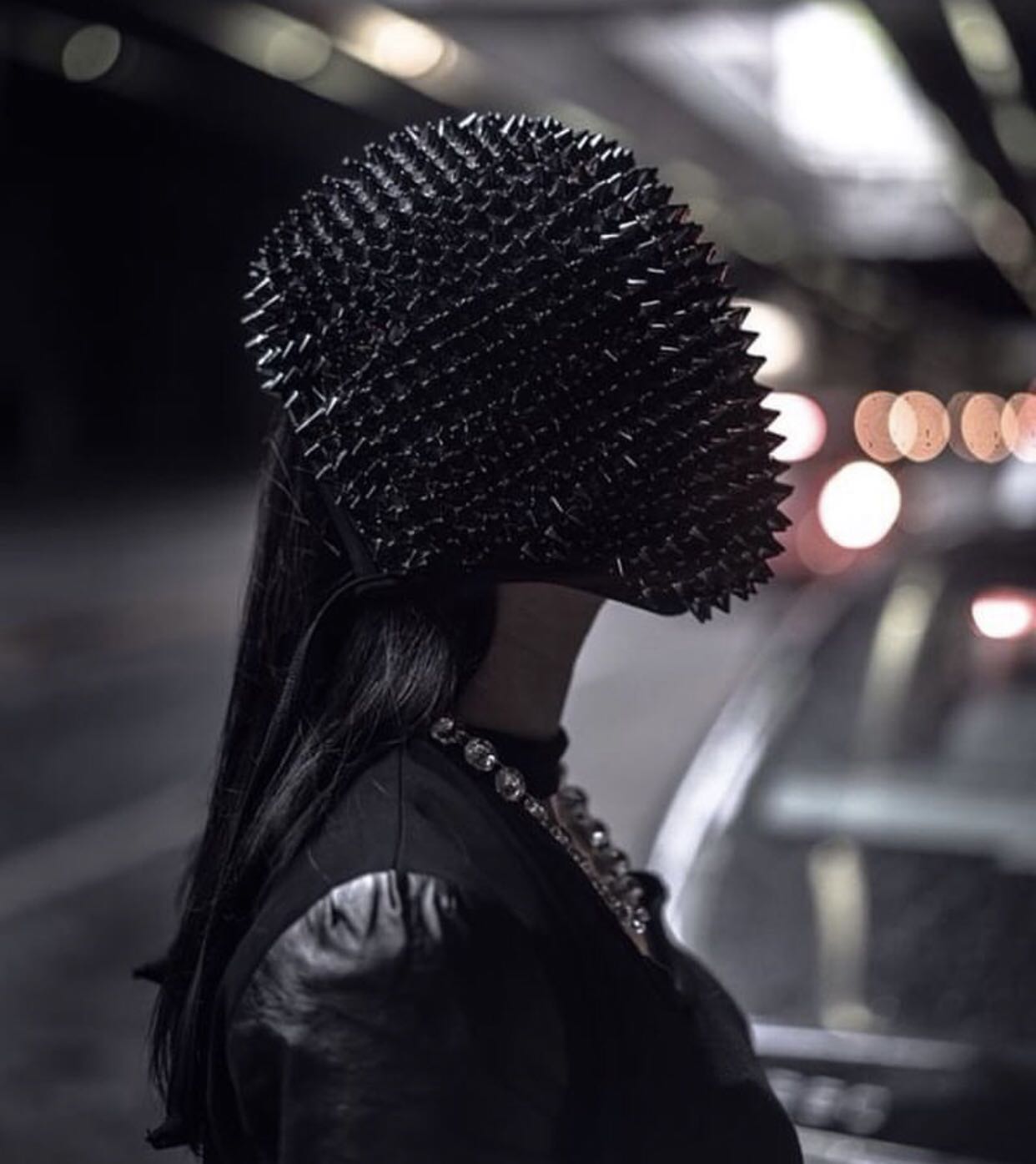 CYBERPUNK FULL-FACE MASK WITH RIVETS AND SPINES