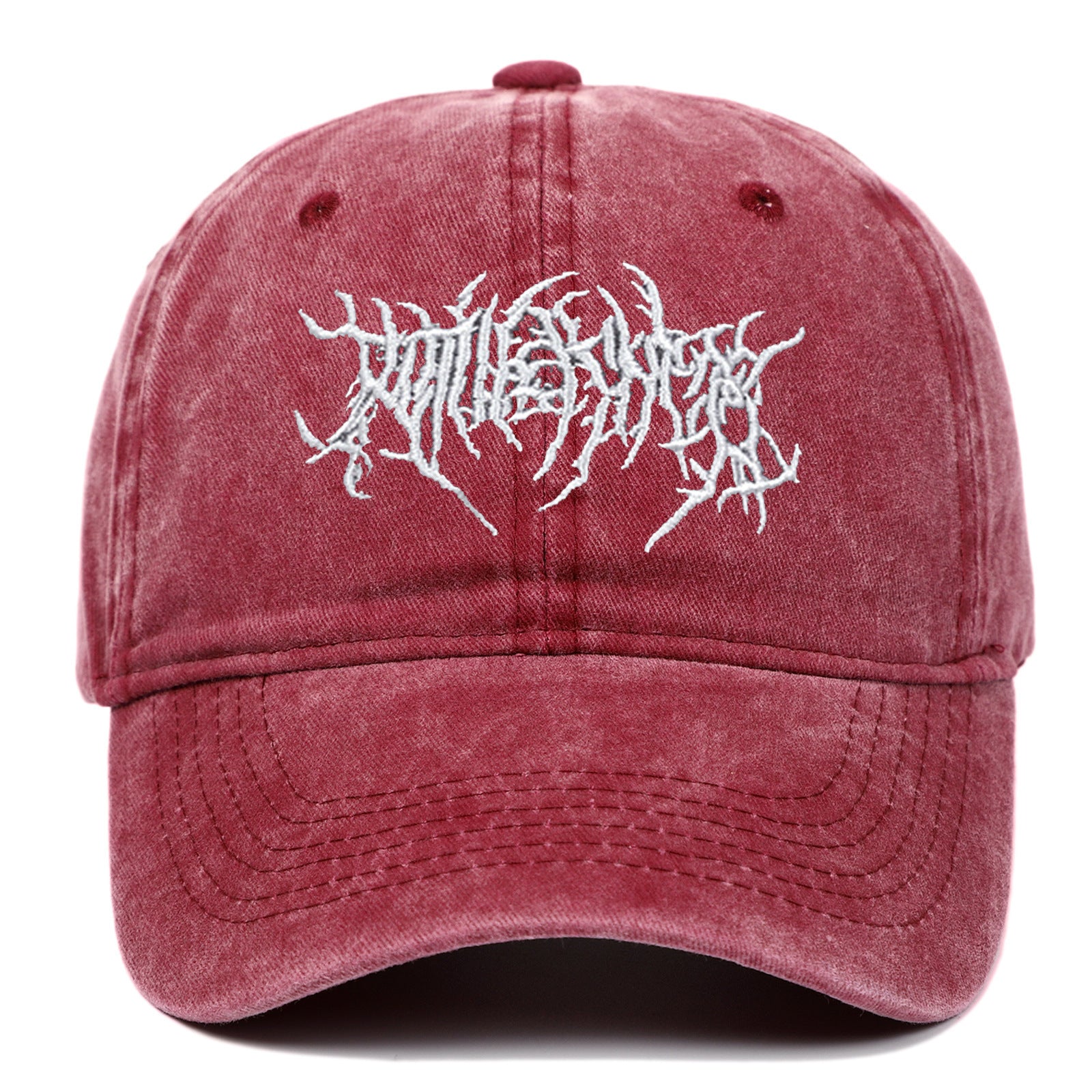 Retro Washed Cap Gothic Lettering Embroidered