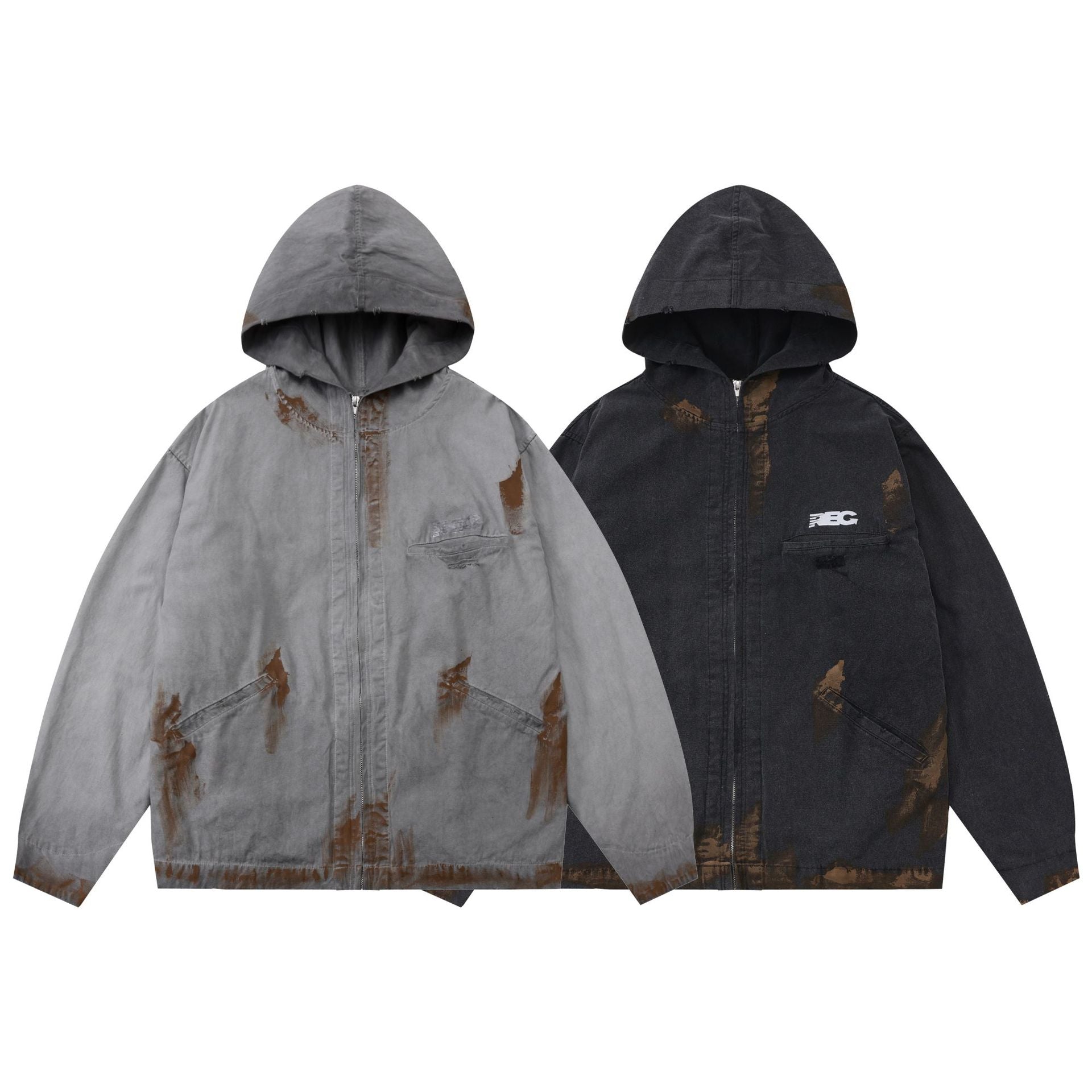 URBAN CAMO DISTRESSED HOODED JACKET