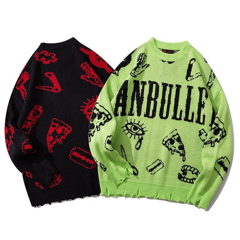 Graffiti Ripped  knitted jumper