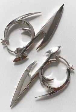 SCULTURAL SILVER CRESCENT EARRINGS