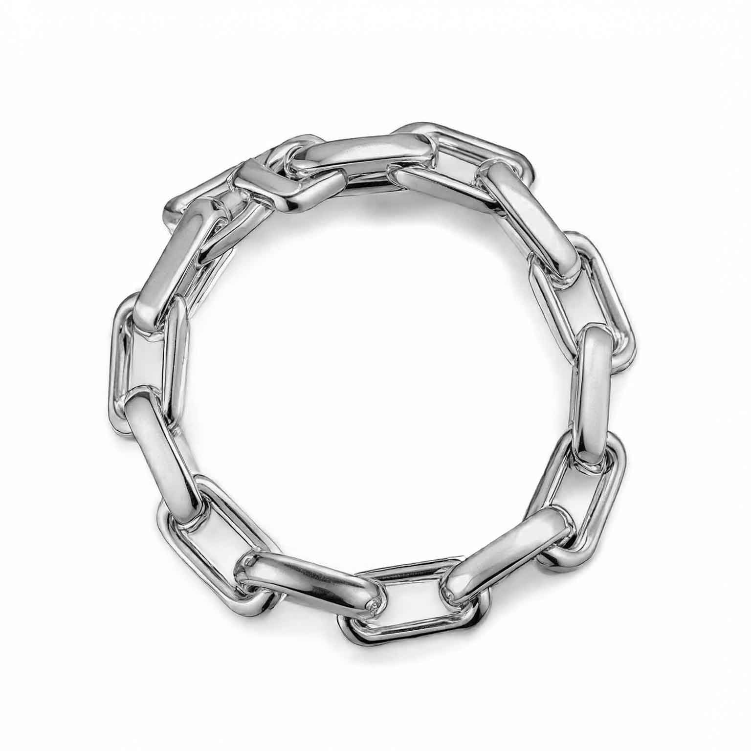 Bracelet double chaîne en acier titane plaqué argent