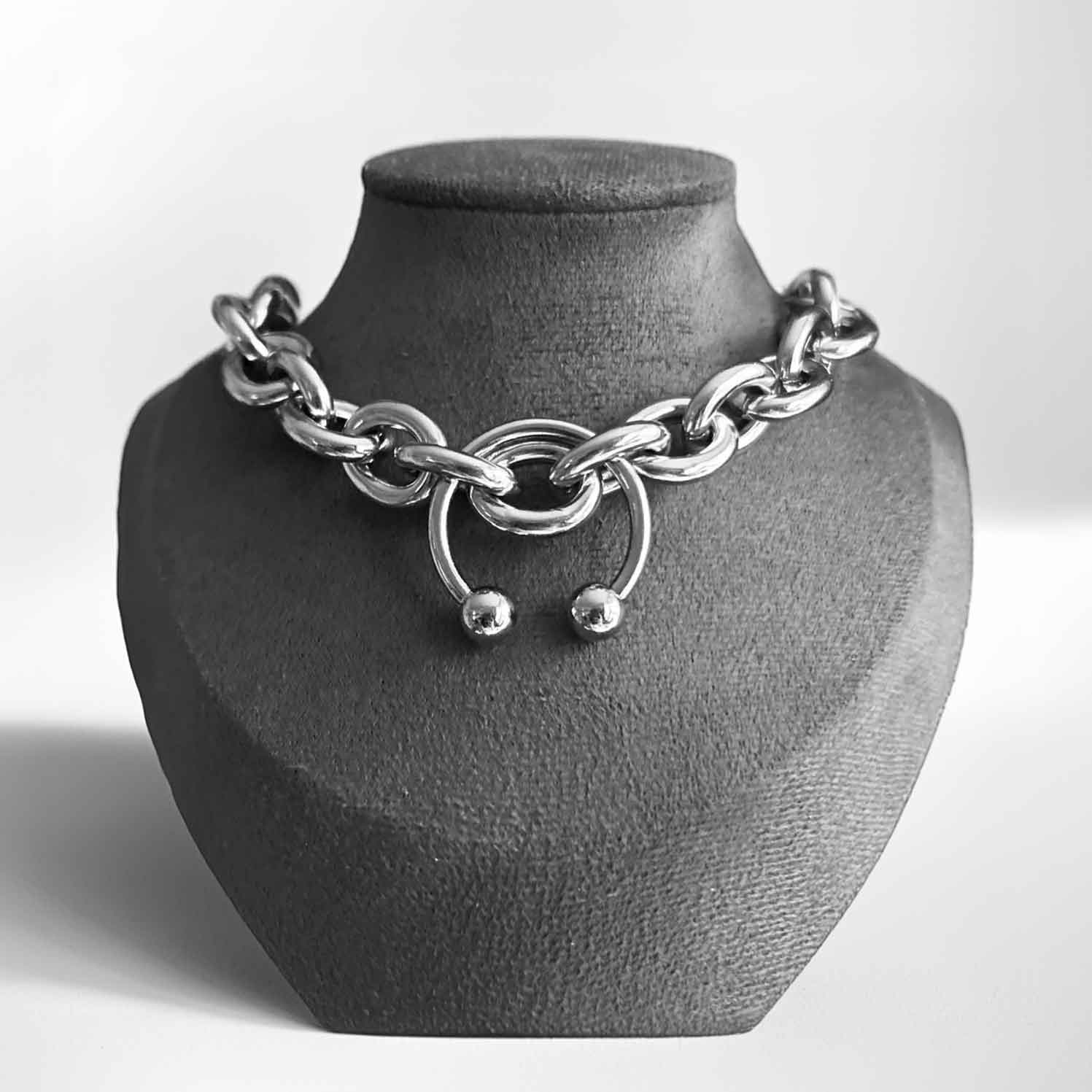 GEOLINK ALLOY NECKLACE WITH TITANIUM STEEL PENDANT