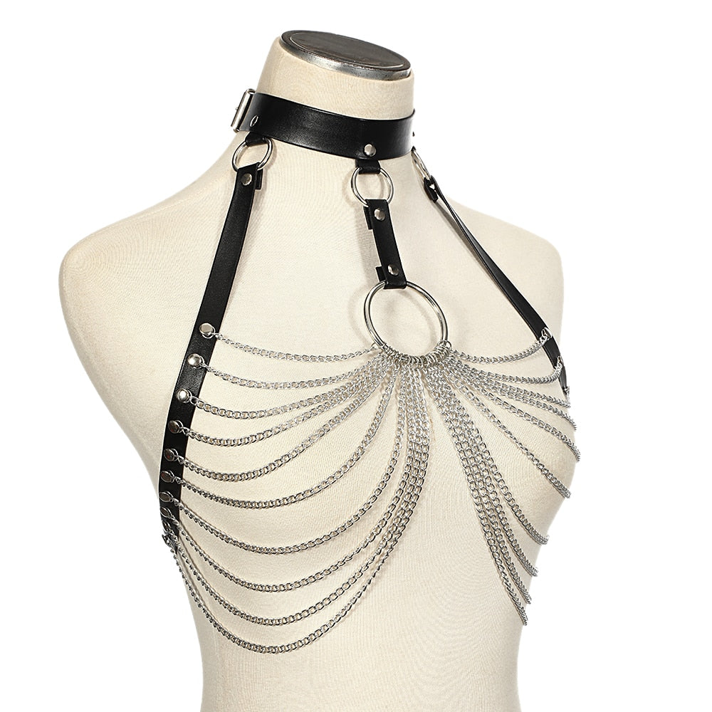 GOTH LEATHER BODY HARNESS