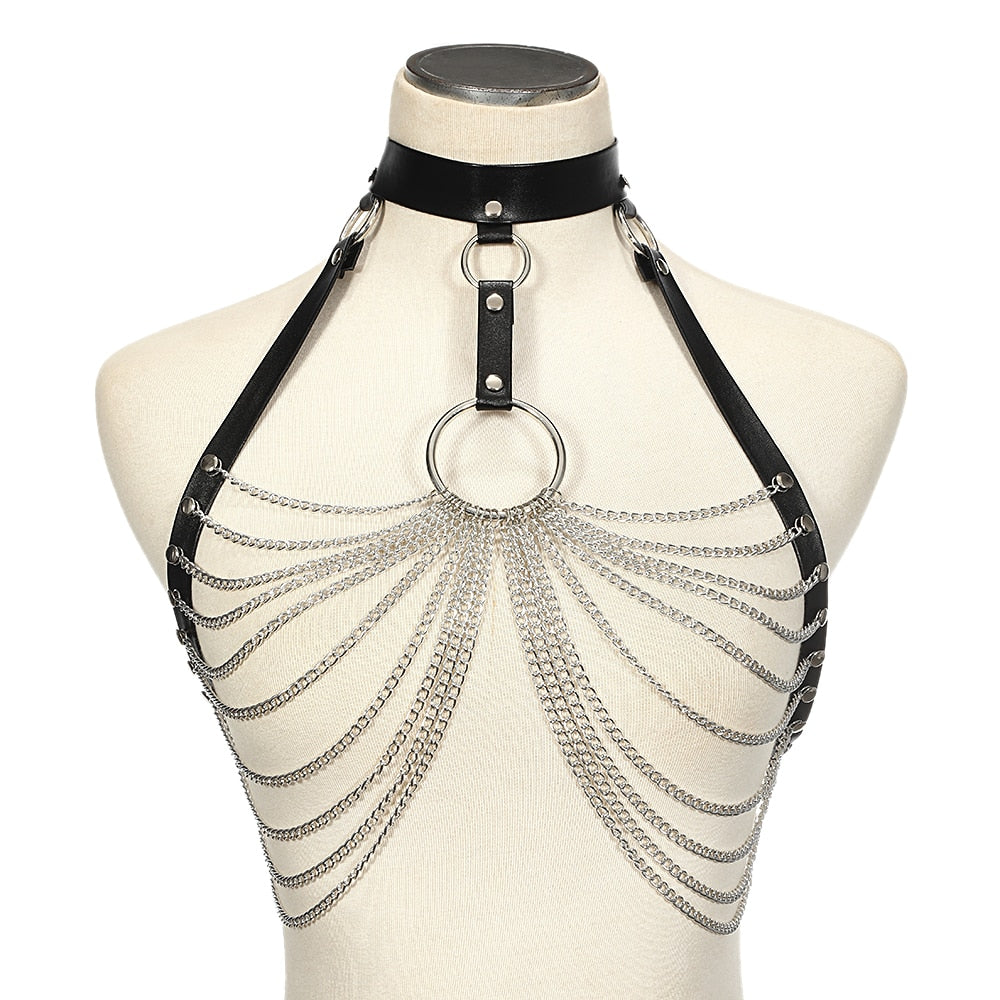 GOTH LEATHER BODY HARNESS