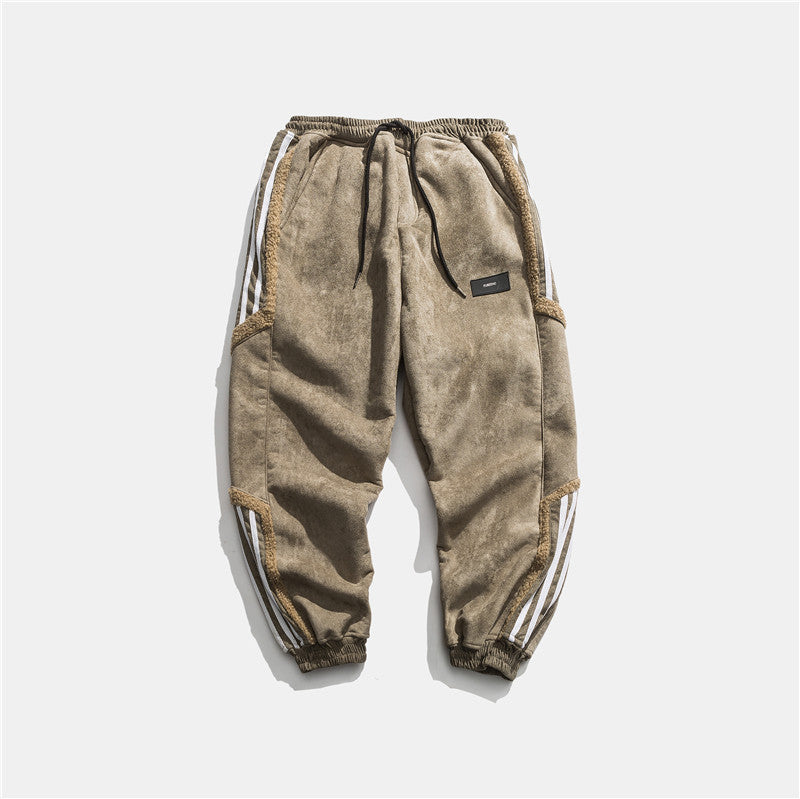 Heritage Japanese retro striped Stripe Cotton-Blend Joggers