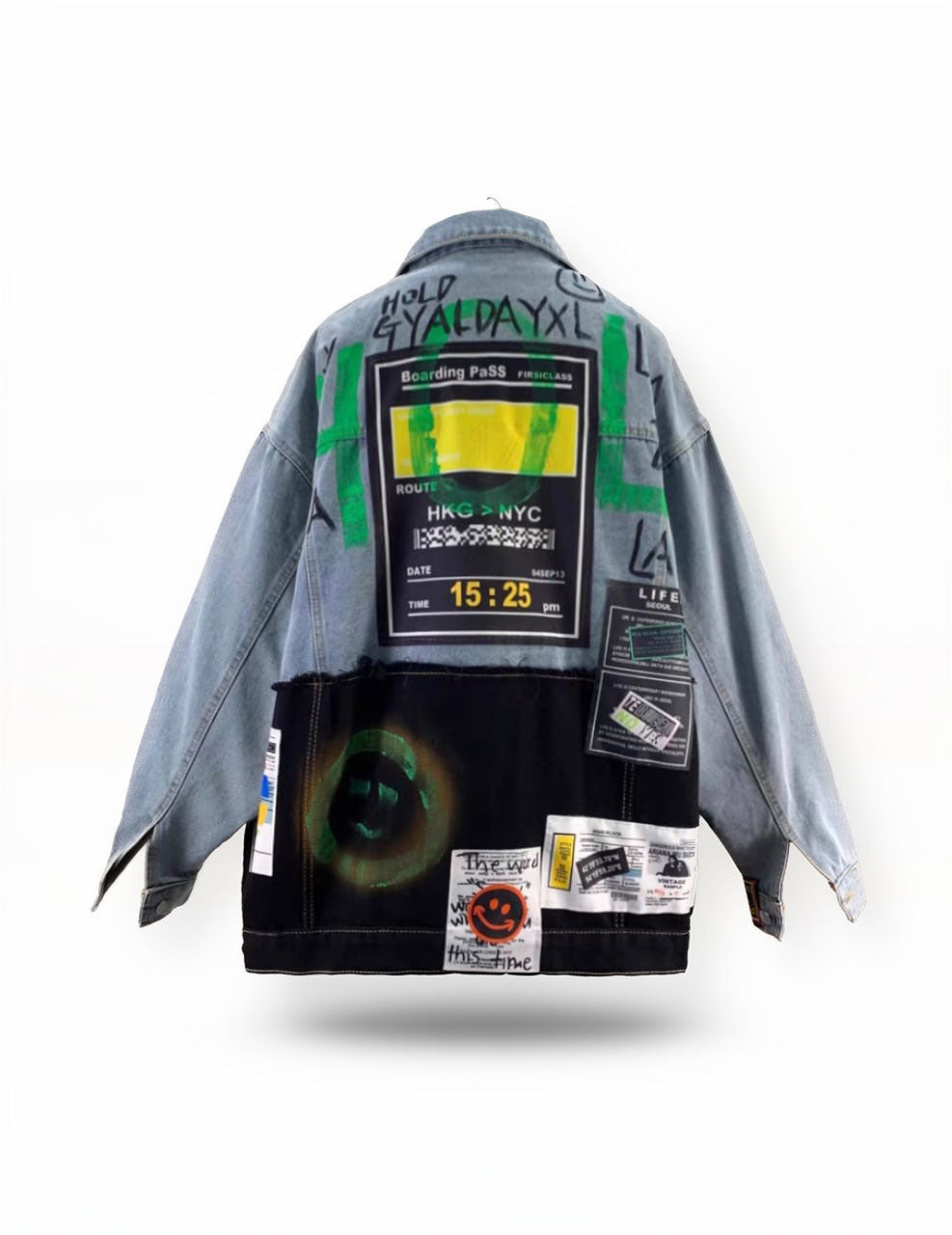 Chemise en Jean avec Patchworks Anarchiste Unisex & Oversized 