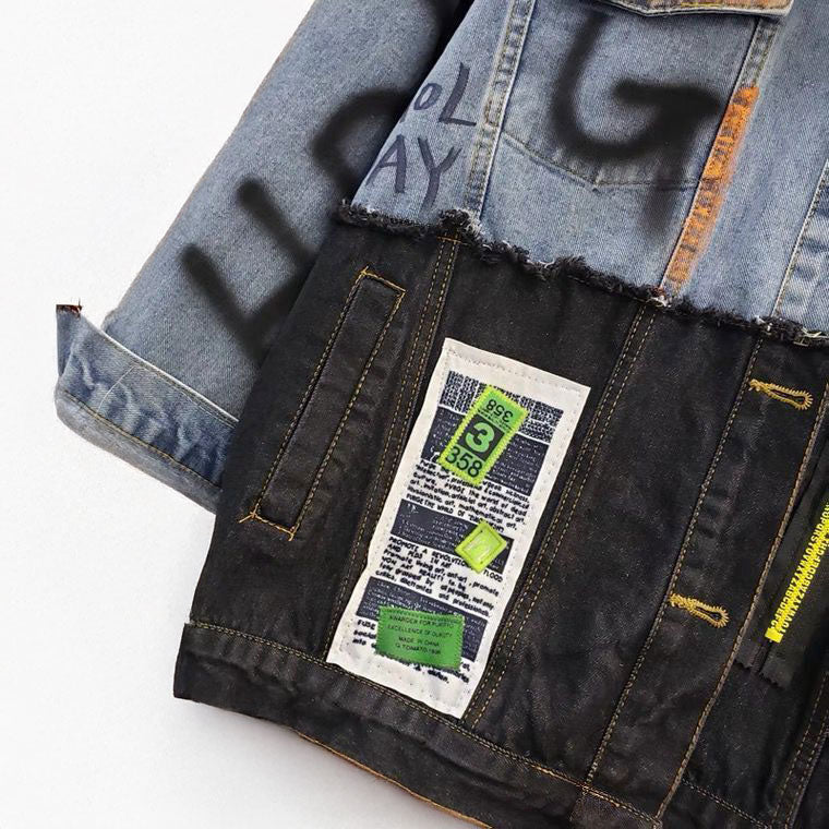 Chemise en Jean avec Patchworks Anarchiste Unisex & Oversized 