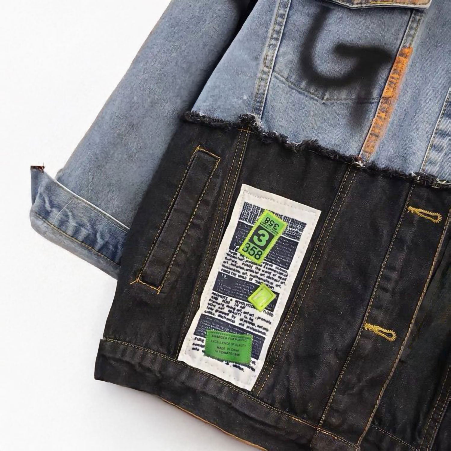 Chemise en Jean avec Patchworks Anarchiste Unisex & Oversized 
