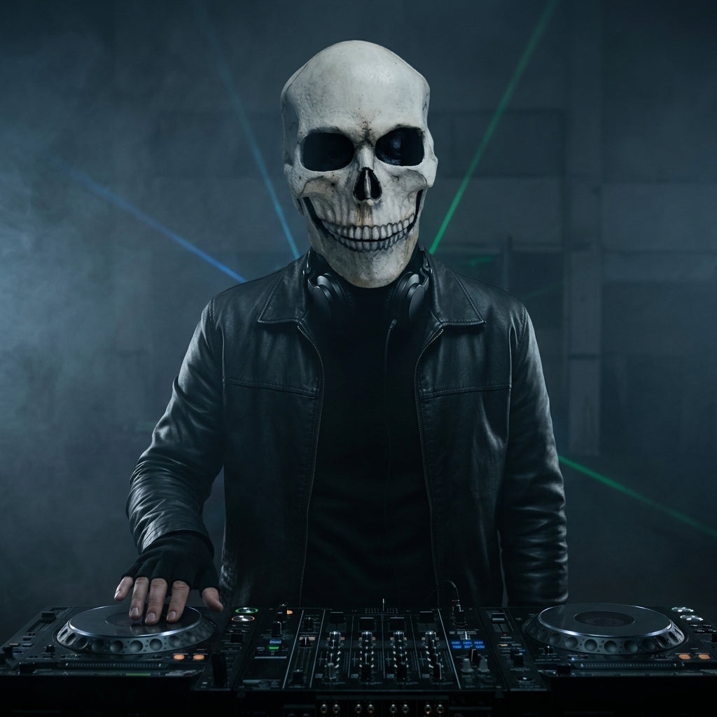 Skull Mask with Movable Jaw – Latex Rave Costume