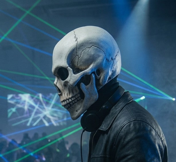 Skull Mask with Movable Jaw – Latex Rave Costume