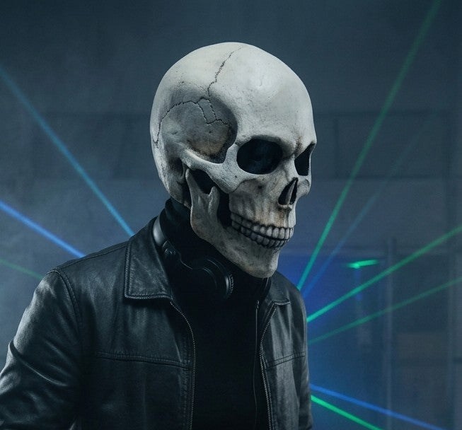 Skull Mask with Movable Jaw – Latex Rave Costume