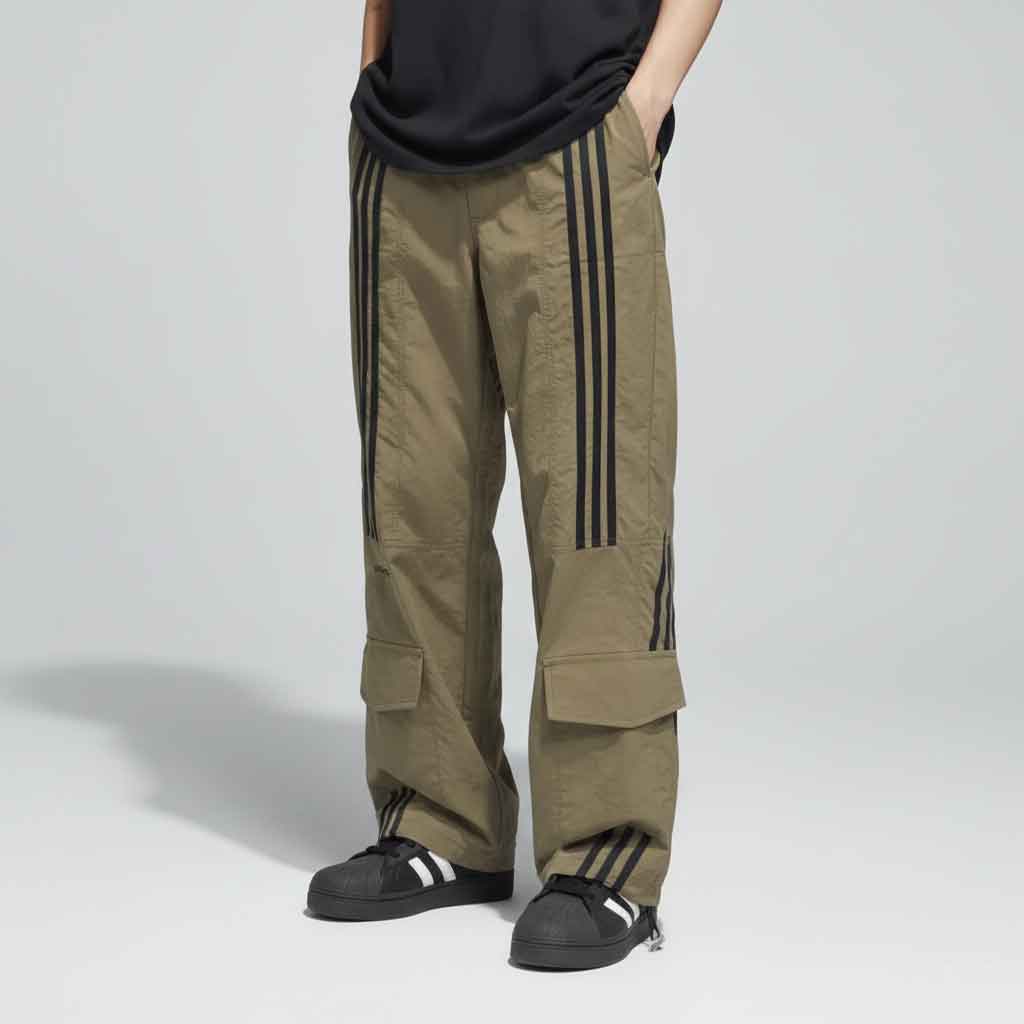 Straight Loose Three Bars Working Pants