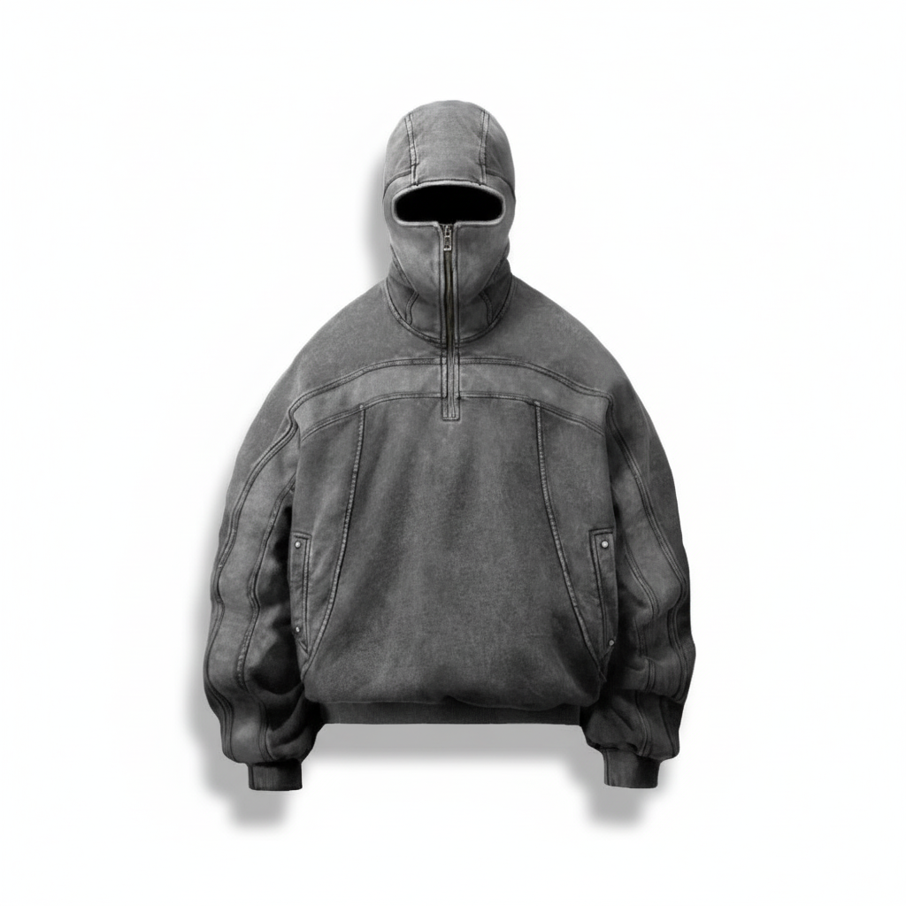Underground streetwear balaclava hoodie – urban rebel vintage-inspired design