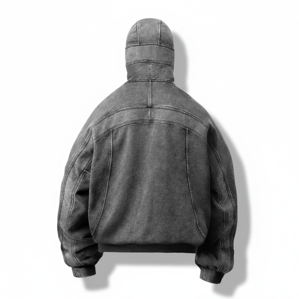 Urban Rebel Balaclava Hoodie – vintage patchwork sweater with zipper, cyberpunk streetwear style