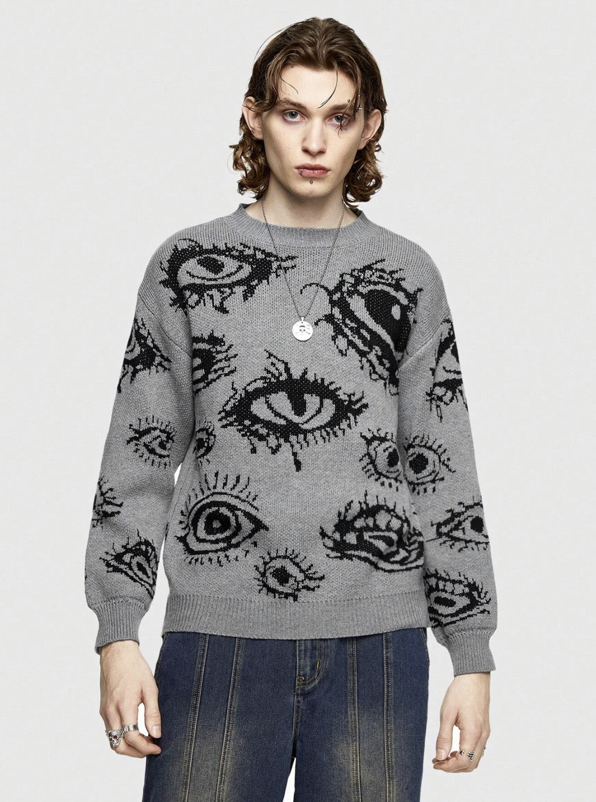 Vintage Oversize "Eyes of Providence" Y2K Knitted Sweater
