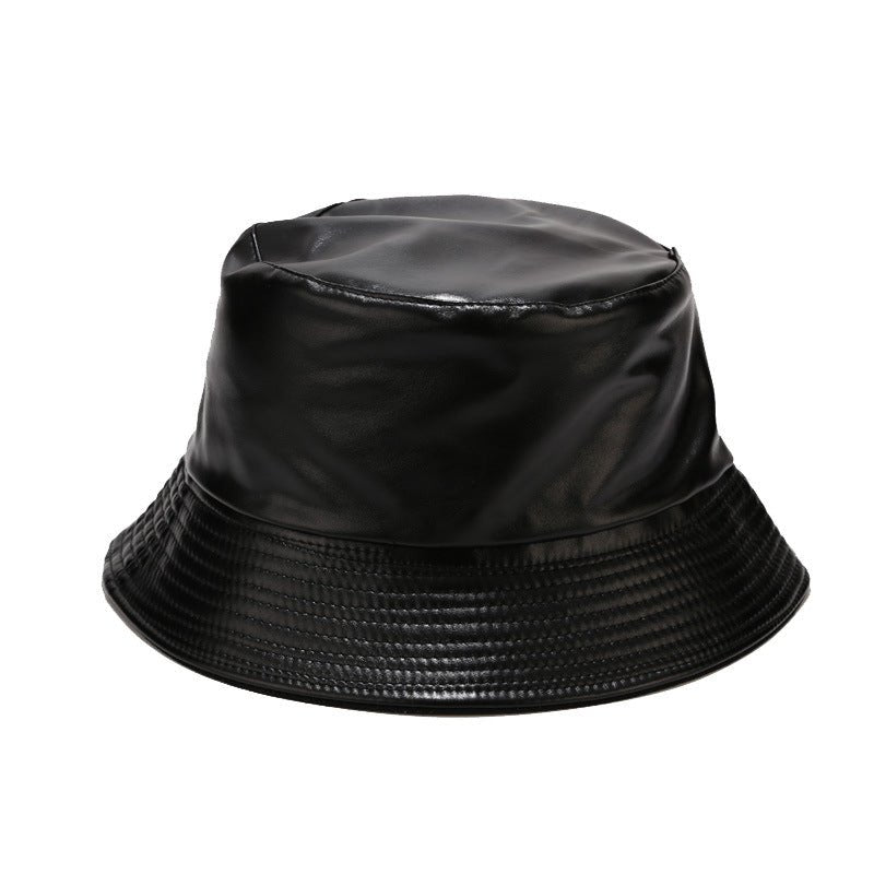 BLACK LEATHER DOUBLE - SIDED FISHERMAN HAT - Synesthetic