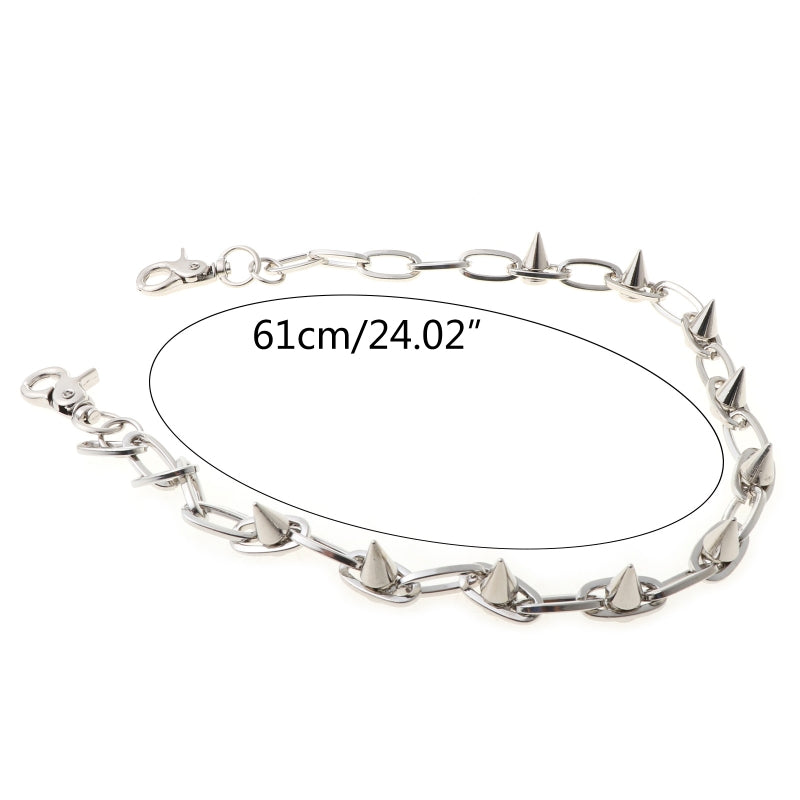 Punk metal chain with pointed rivets