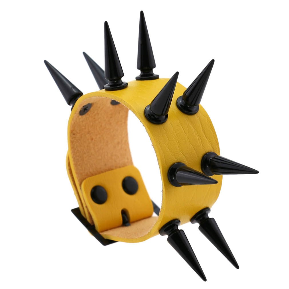 Emo Spike Bracelet Leather Cuff Bangle - Synesthetic