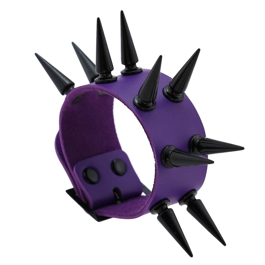 Emo Spike Bracelet Leather Cuff Bangle - Synesthetic