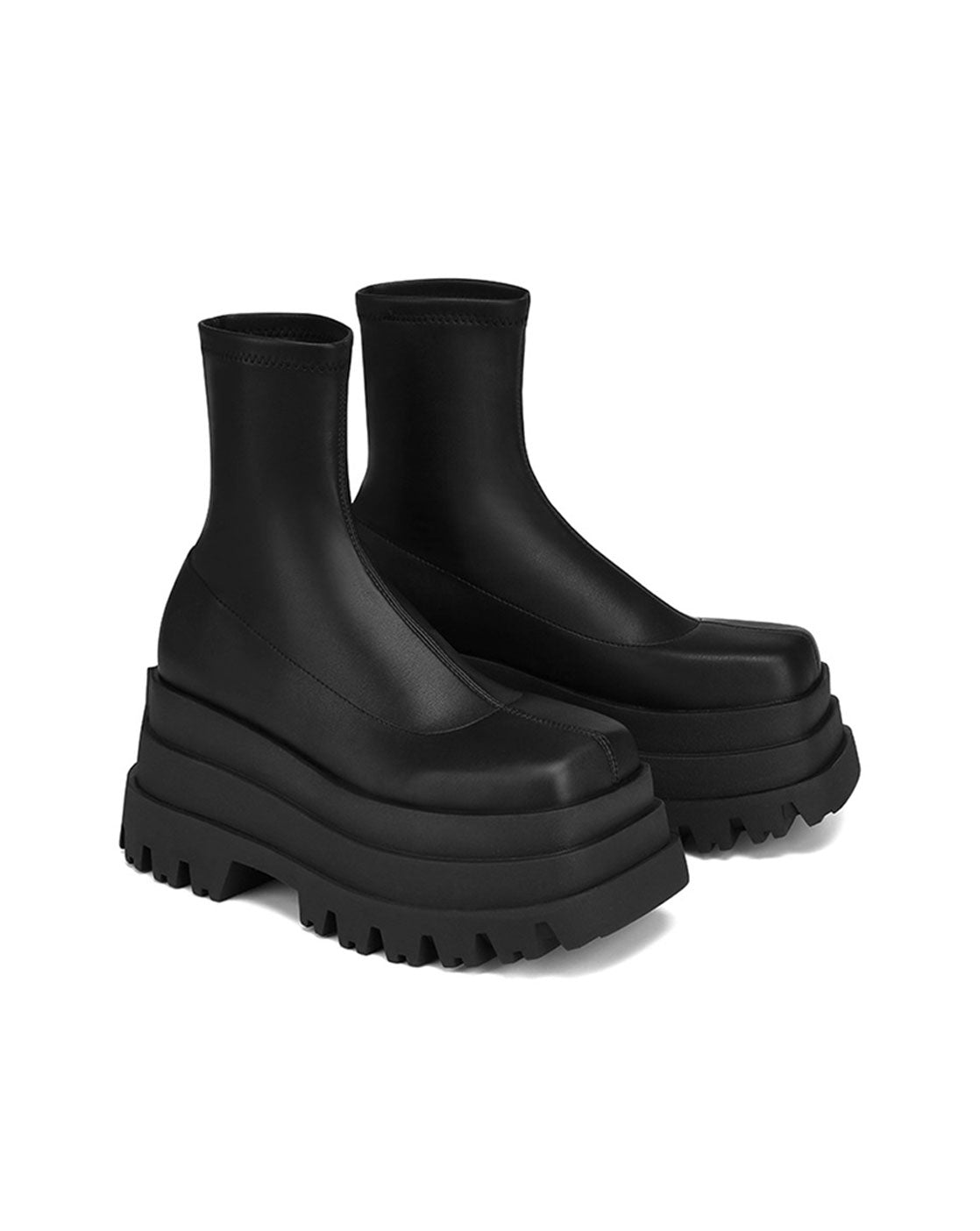 Futuristic Square - Toe Platform Boots - Synesthetic